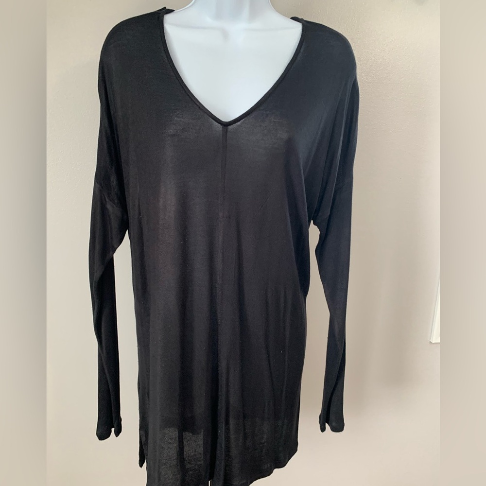 LOFT Black V-Neck Long Sleeve Lightweight Sweater